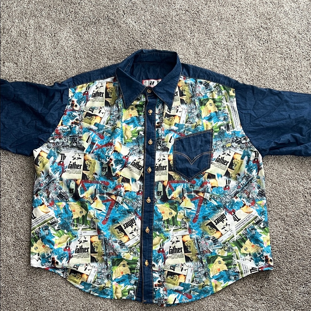 Untouchable Designz by Shaka Shabaxx Godfather logo denim shirt